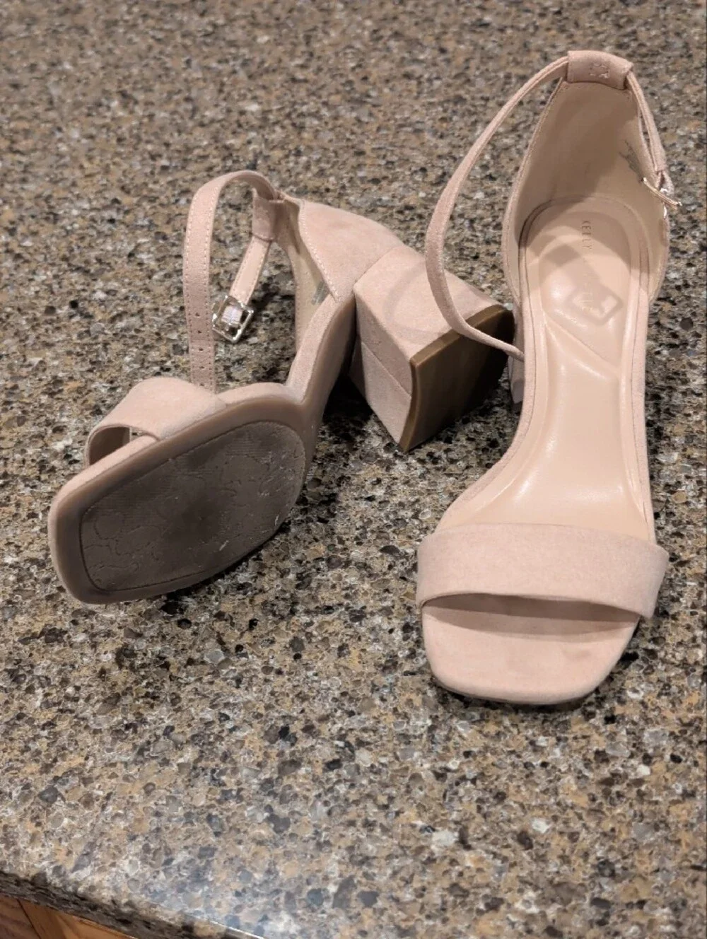 Kelly & Katie Blush Pink Ankle-Strap Block Heels